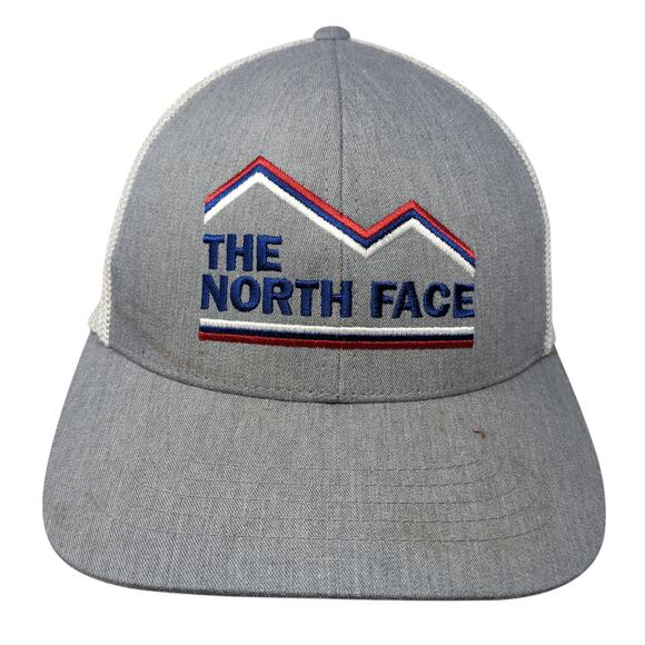 The North Face Flex Fit Fitted Baseball Cap Gray M Mesh Back Embroidered 6 Panel - Picture 1 of 8